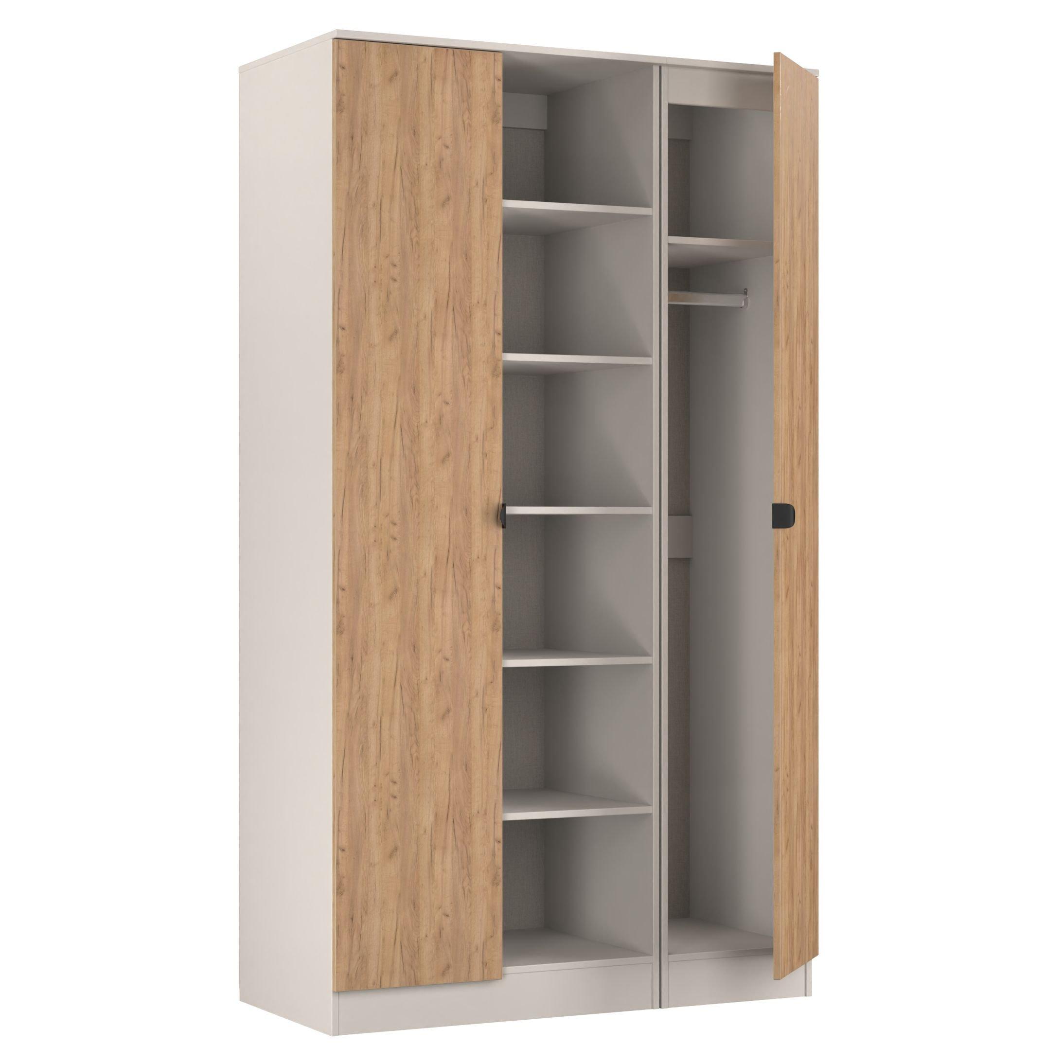 Craft Oak & Kas - Welcome Furniture - Solomon 2 Door Open Shelf Triple Wardrobe - 6