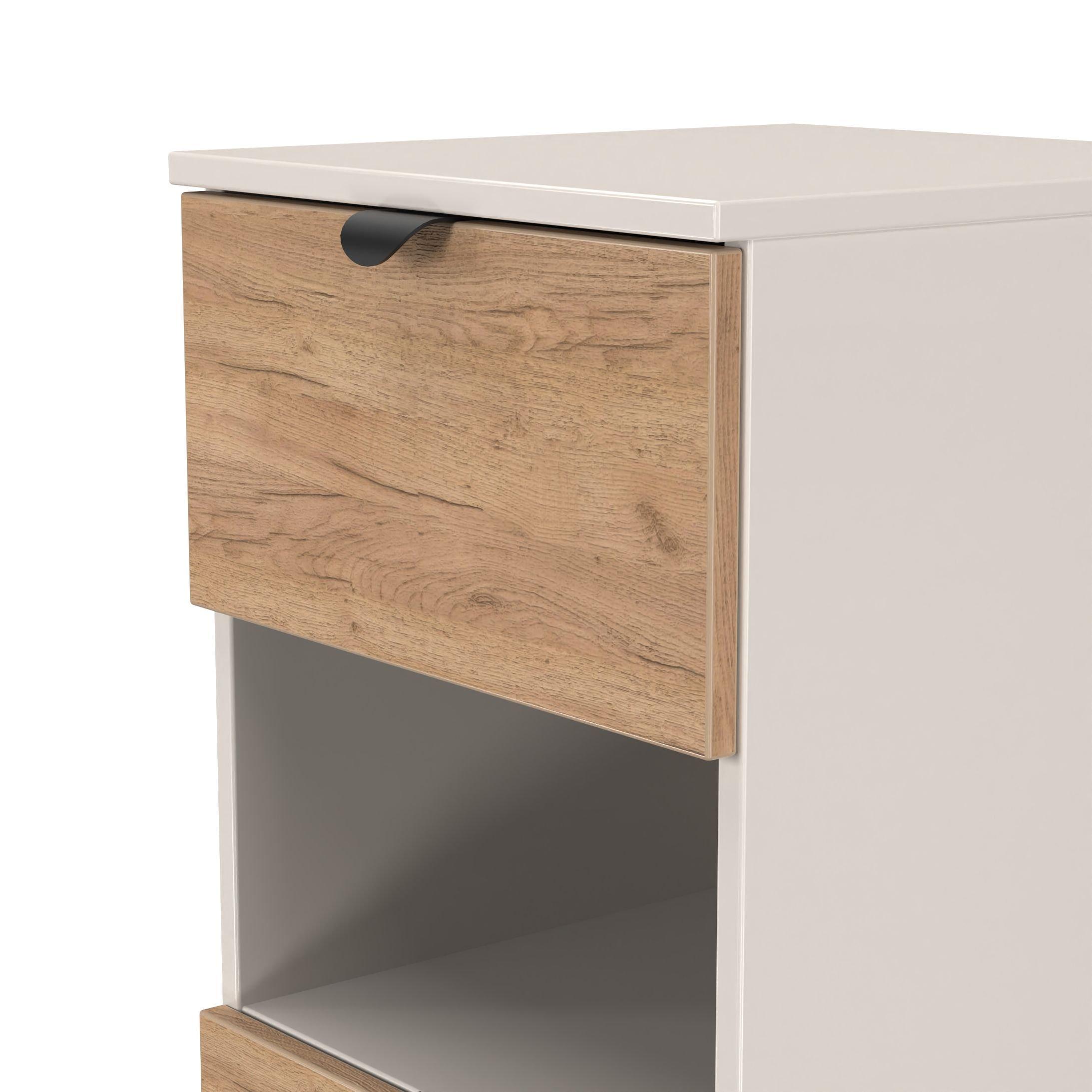 Craft Oak & Kas - Welcome Furniture - Solomon 3 Drawer Open Shelf Bedside Cabinet - 4