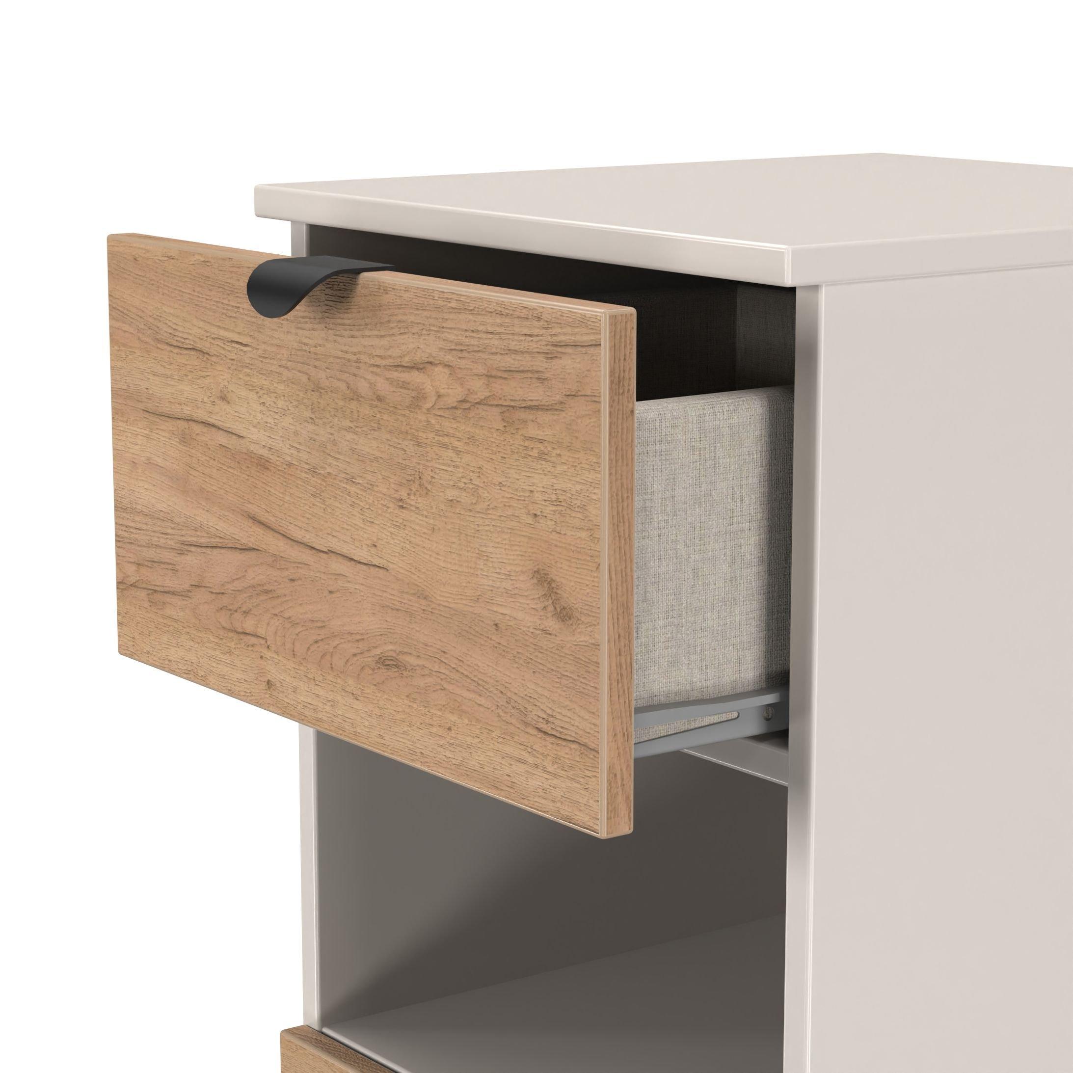 Craft Oak & Kas - Welcome Furniture - Solomon 3 Drawer Open Shelf Bedside Cabinet - 5