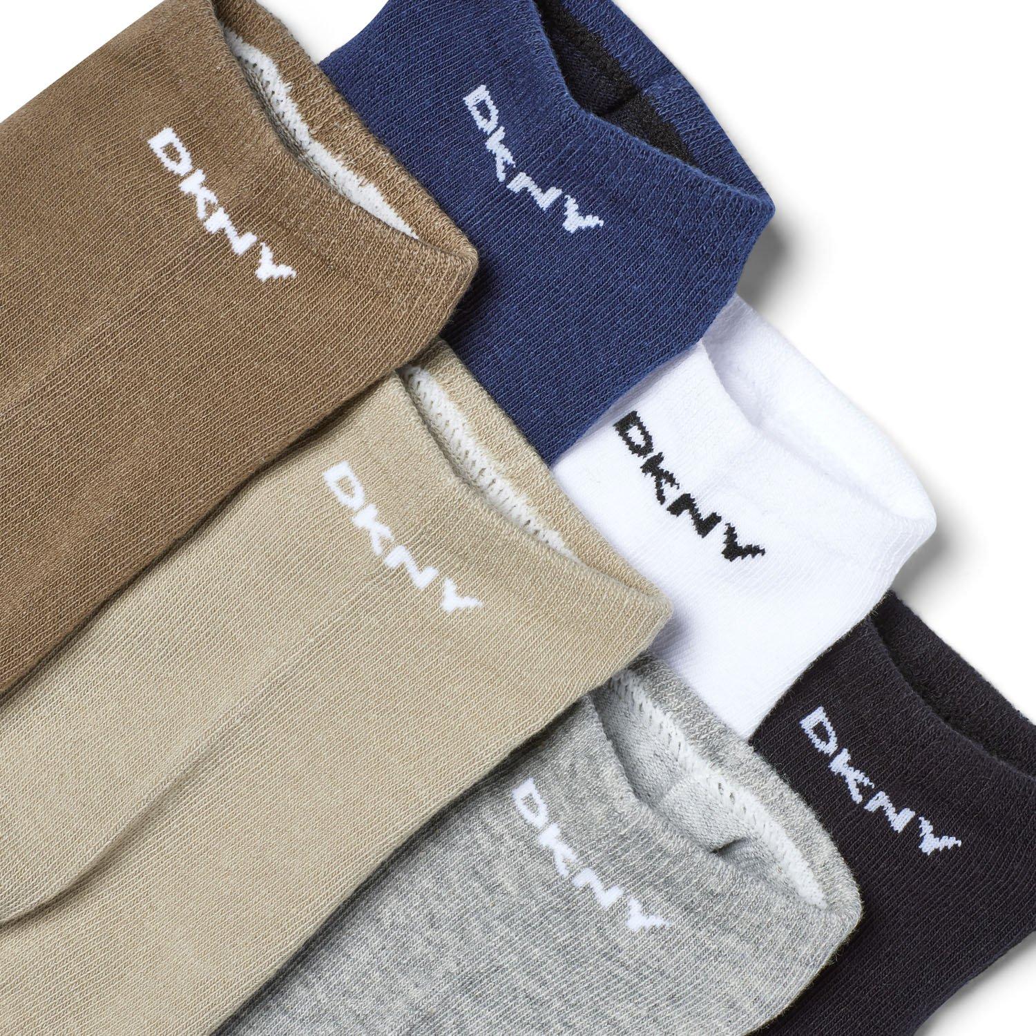 Blk/Gr/Wh/Bl/Kh - DKNY - 6 pack Mens Trainer Liner Broadway - 10