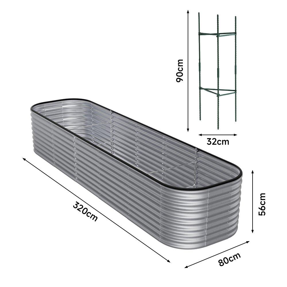 Silver - Breeins - 320cm Oval Steel Raised Garden Bed Sliver 56cm H - 3