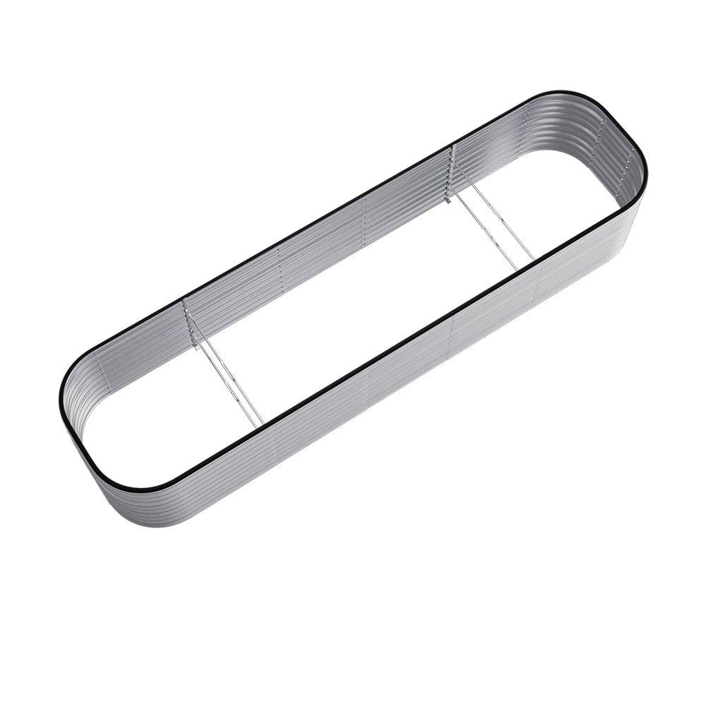 Silver - Breeins - 320cm Oval Steel Raised Garden Bed Sliver 56cm H - 6