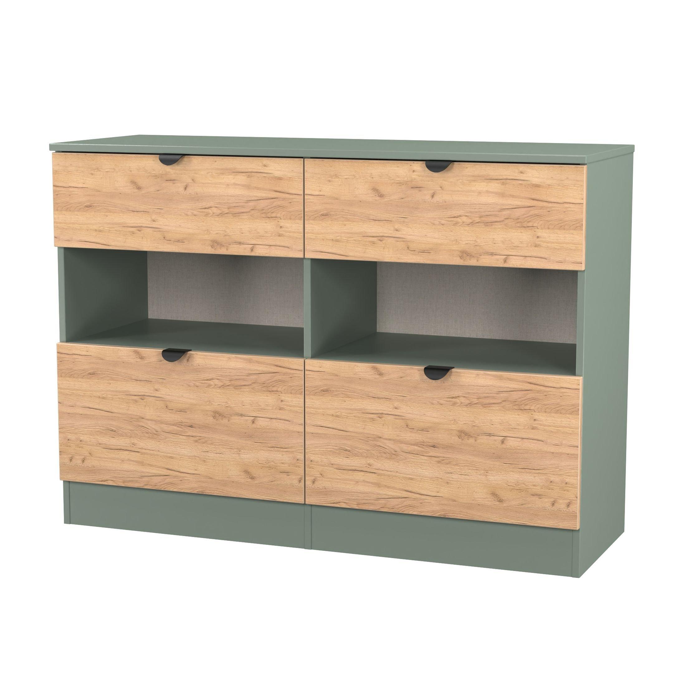 Craft Oak & Ree - Welcome Furniture - Solomon 4 Drawer Open Shelf Wide Chest - 3