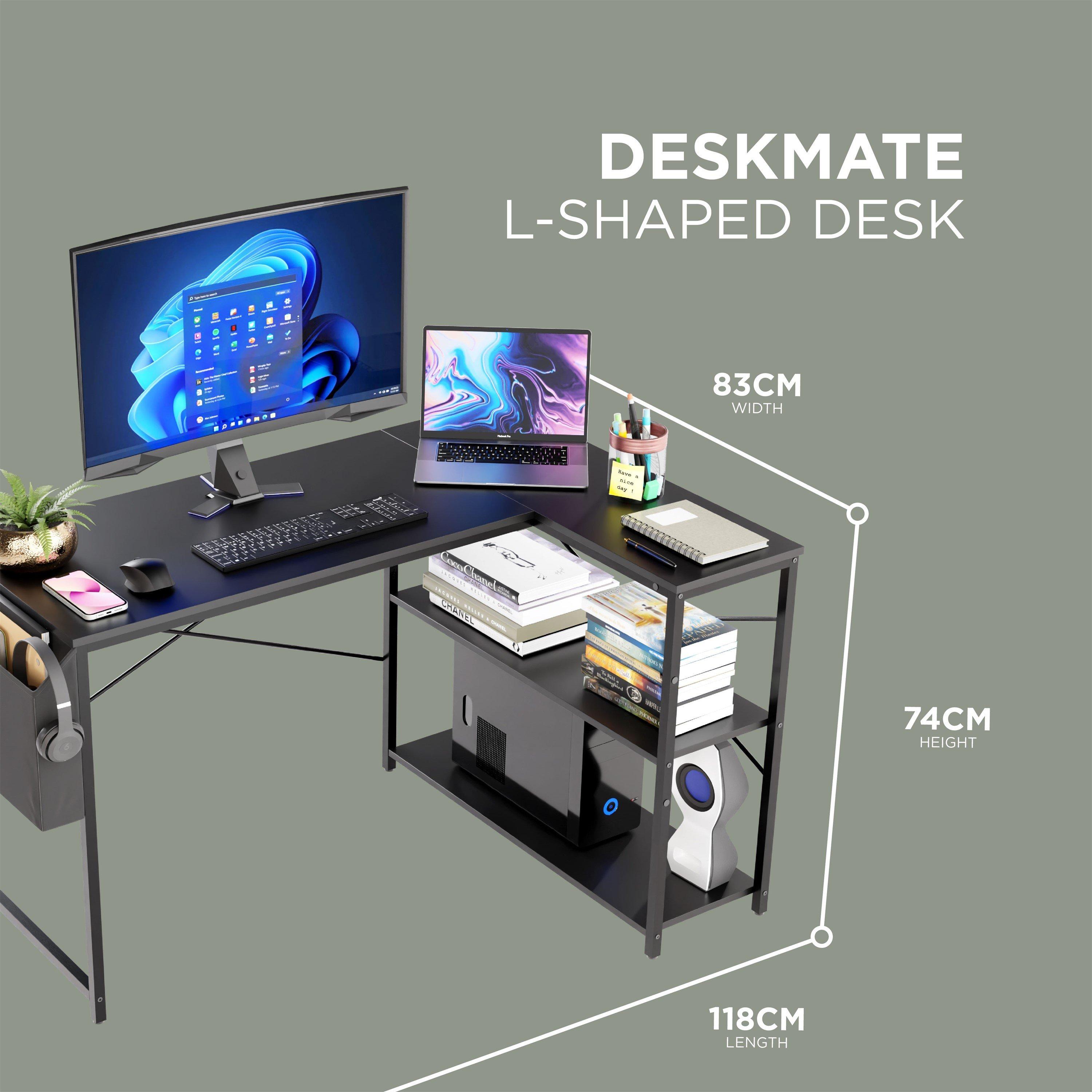 Black - DMD Collective - DeskMate Reversible L-Shaped Computer Desk with St - 2