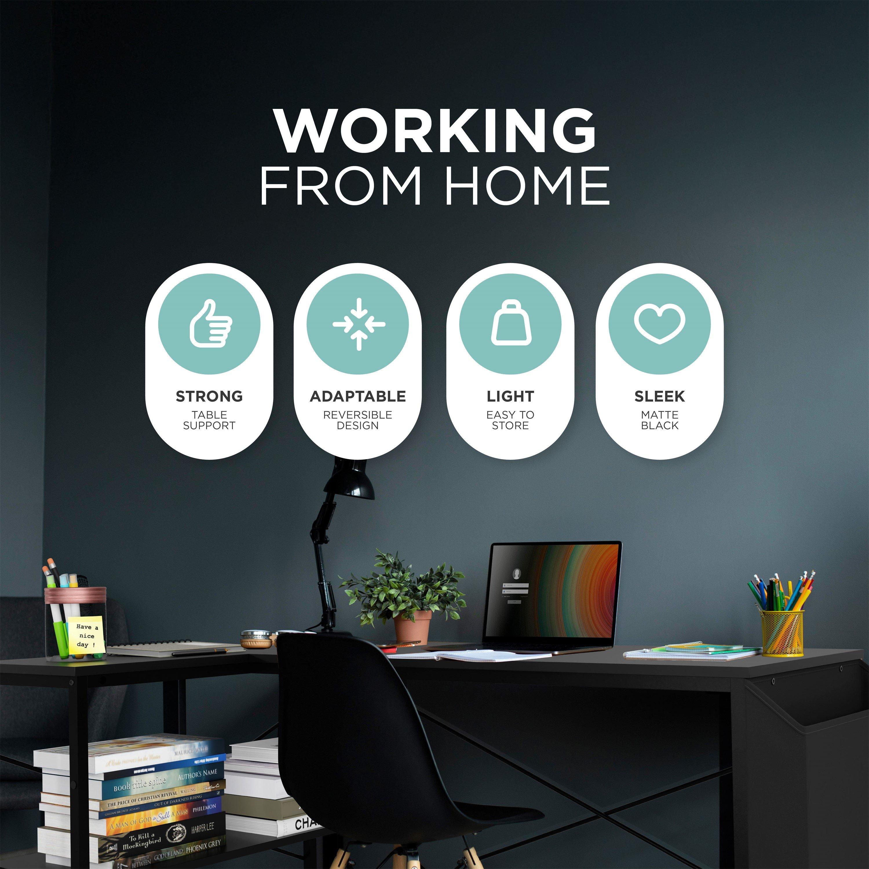 Black - DMD Collective - DeskMate Reversible L-Shaped Computer Desk with St - 5