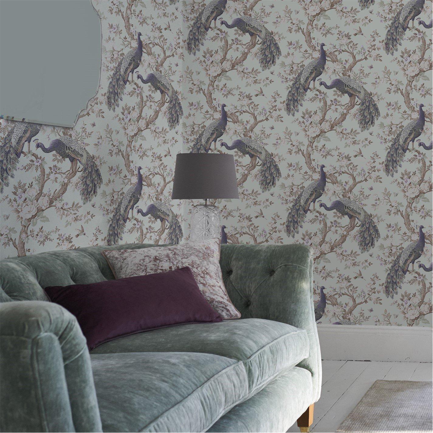 Laura Ashley  Belvedere Duck Egg Wallpaper - Blue
