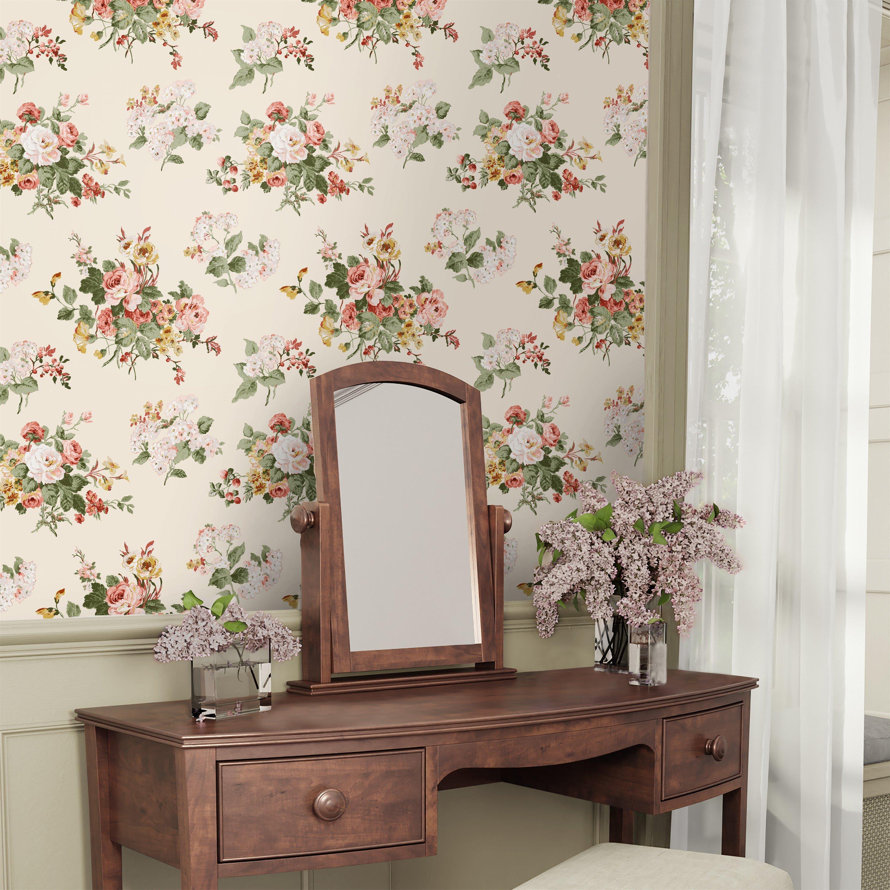 Green - Laura Ashley - Rosemore Pale Sable Wallpaper - 2