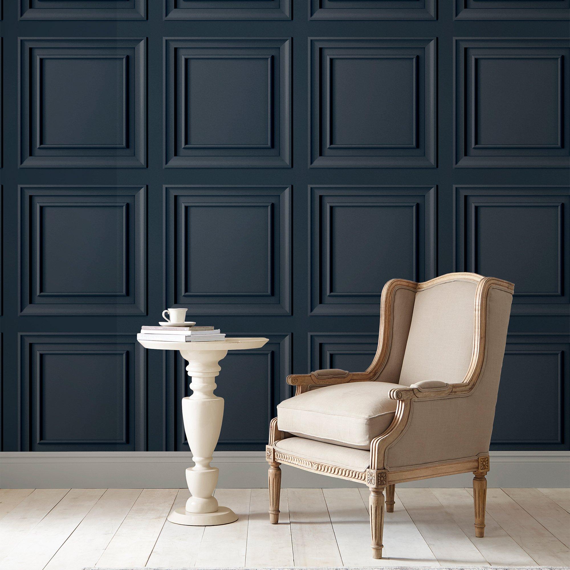 Grey - Laura Ashley - Redbrook Wood Panel Dark Seaspray Wallpaper - 2