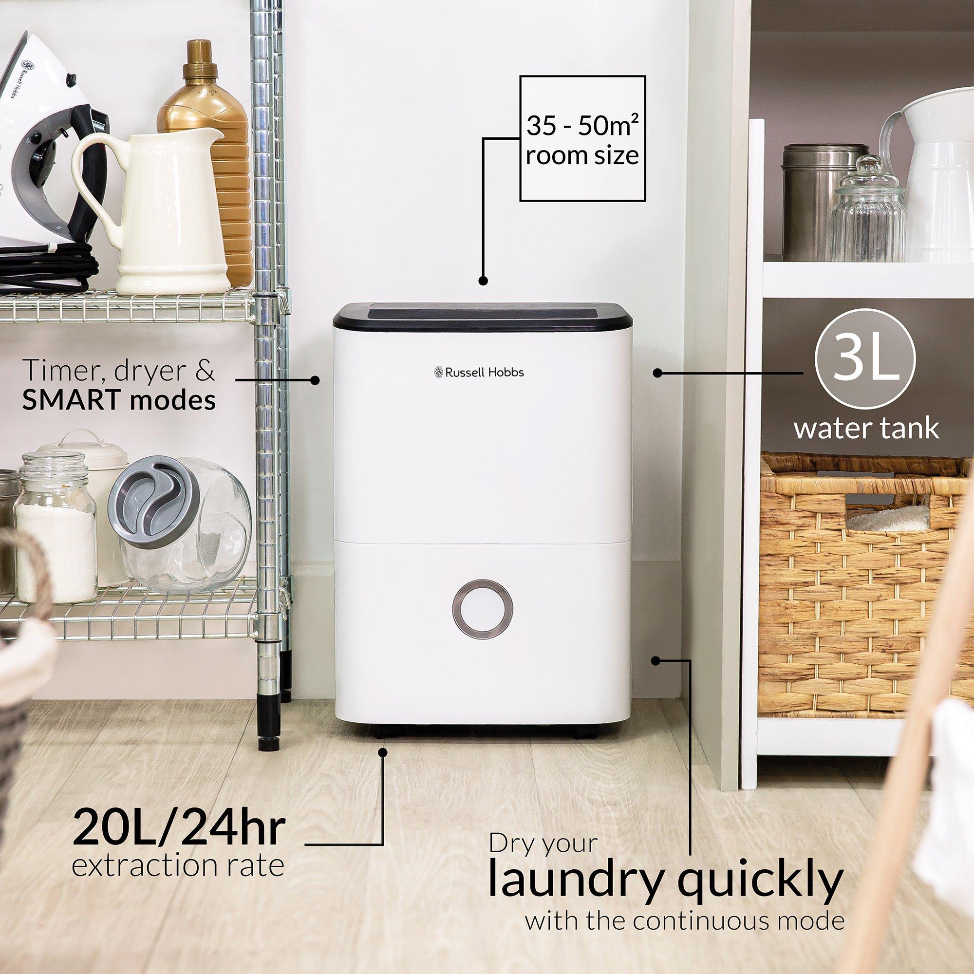 White - Russell Hobbs - Russell Hobbs RHDH2002 20L Dehumidifier - 2