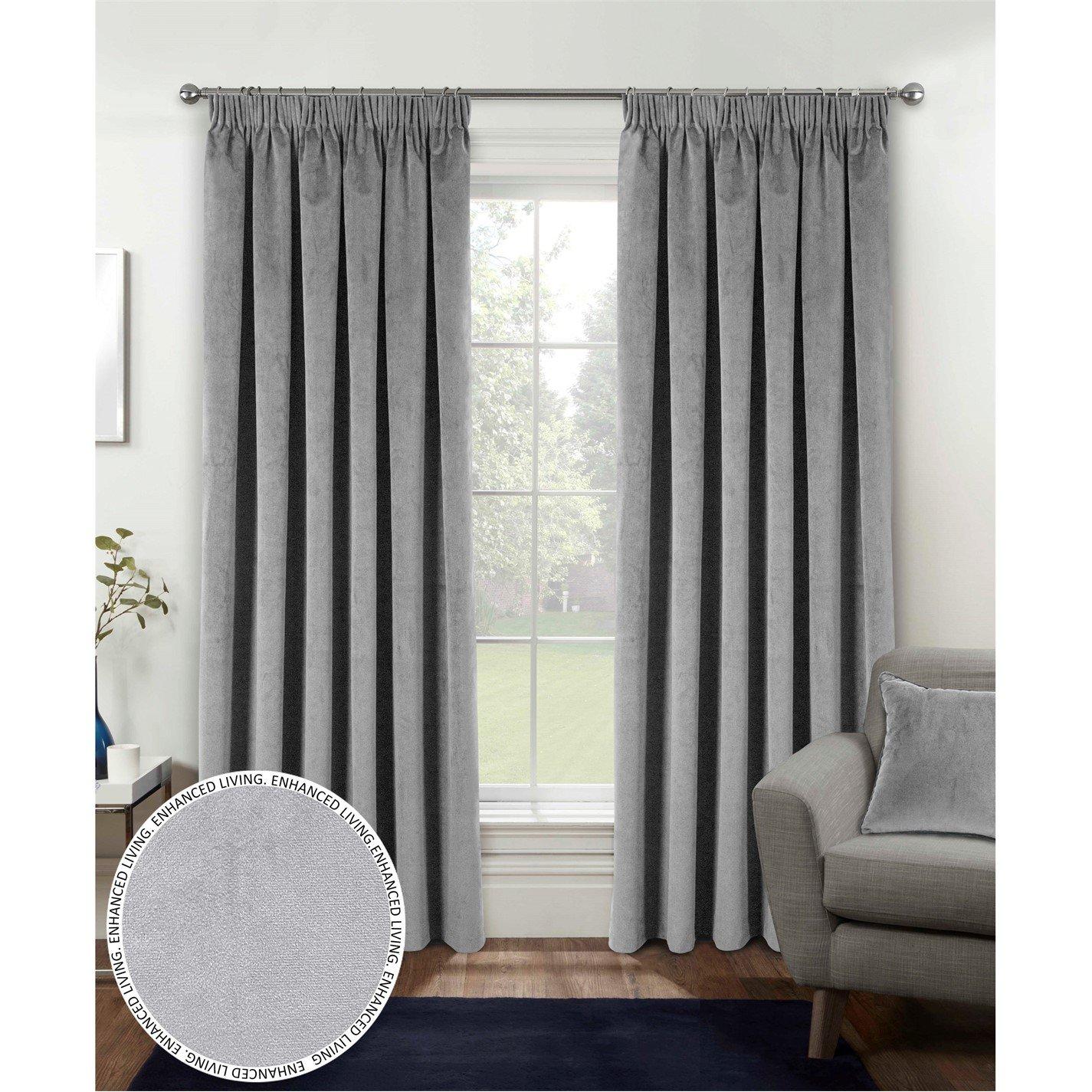 Enhanced Living  Oxford Velvet Blackout Tape Top Curtains Grey - 168x229cm