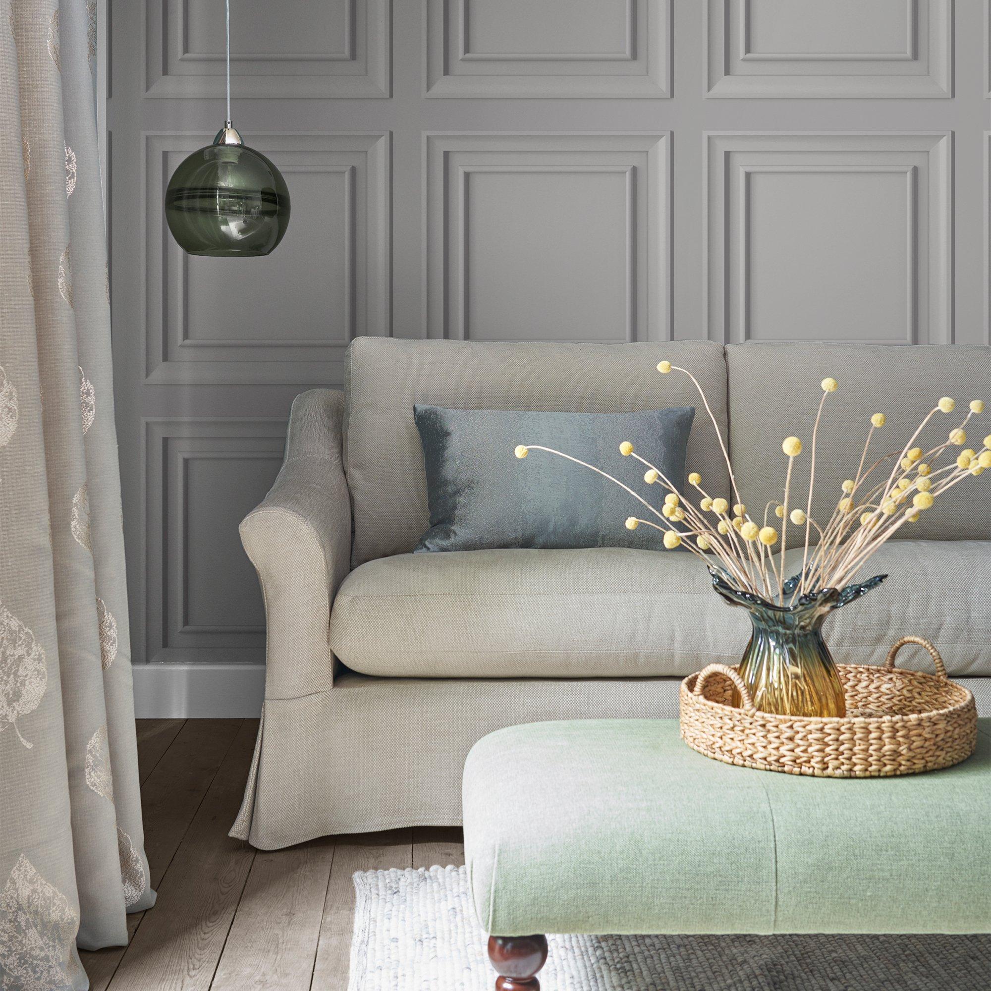 Blue - Laura Ashley - Redbrook Wood Panel Pale Steel Wallpaper - 1