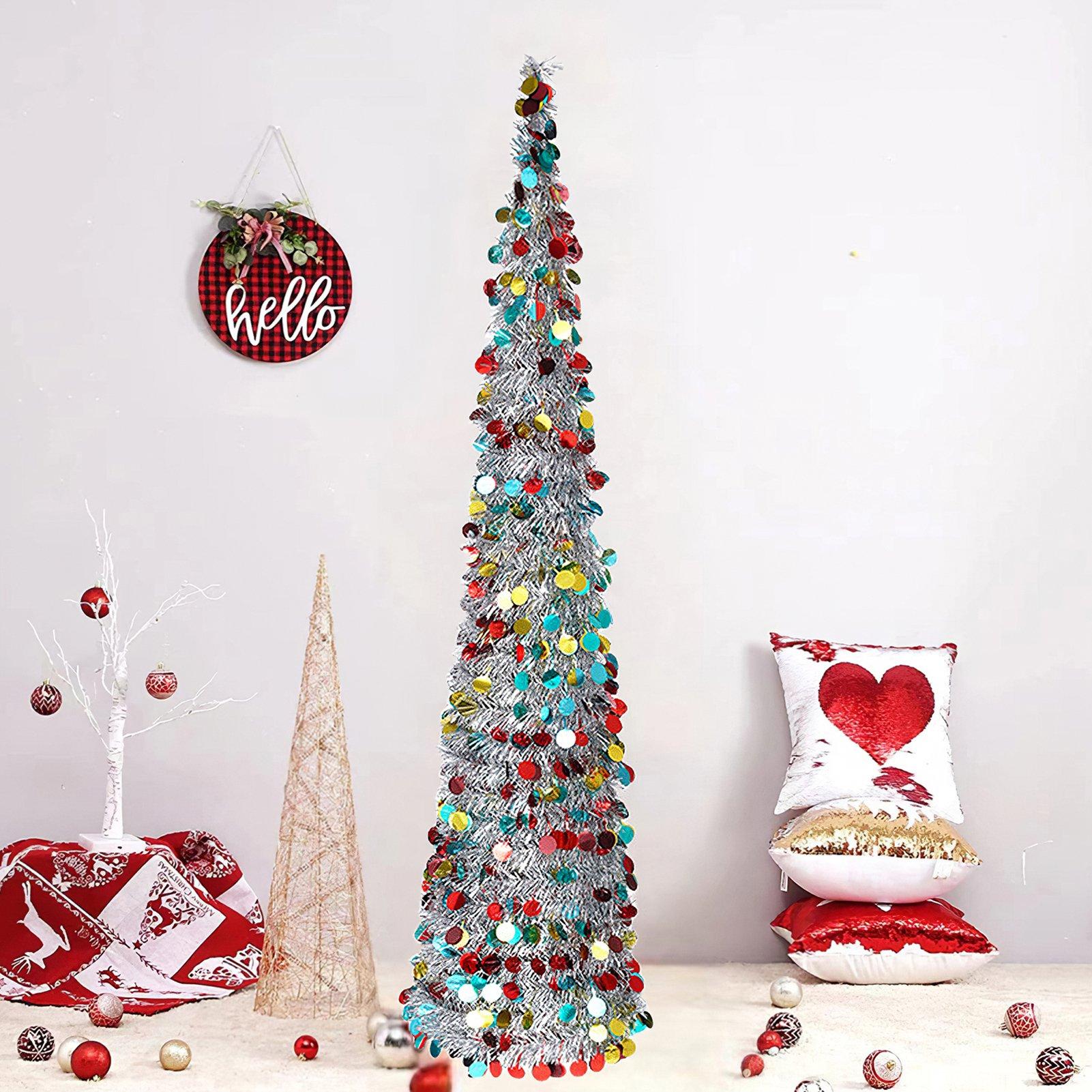 Silver - LIFE IDEAS - 150cm Foldable Silver Christmas Tree - 1