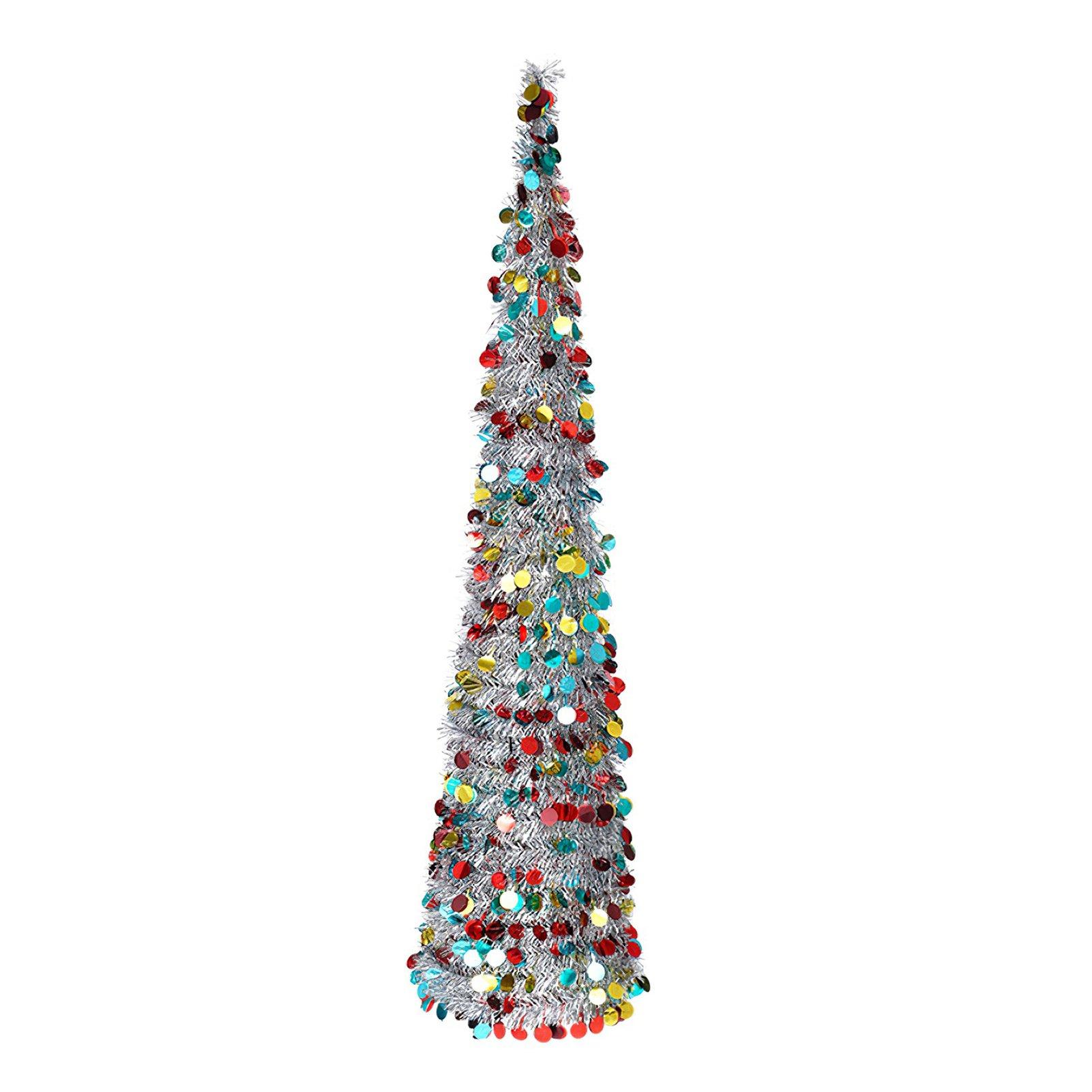 Silver - LIFE IDEAS - 150cm Foldable Silver Christmas Tree - 2
