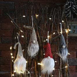 LIFE IDEAS 4pcs Light - Up Christmas Gnome Hanging Ornaments