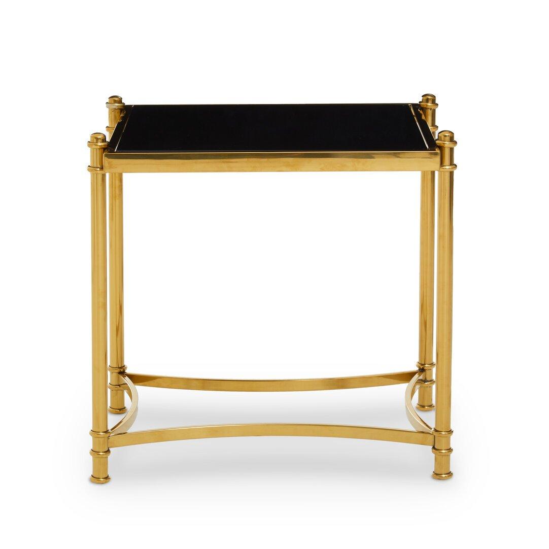 Interiors By Premier  Ackley Side Table With Black Glass Gold