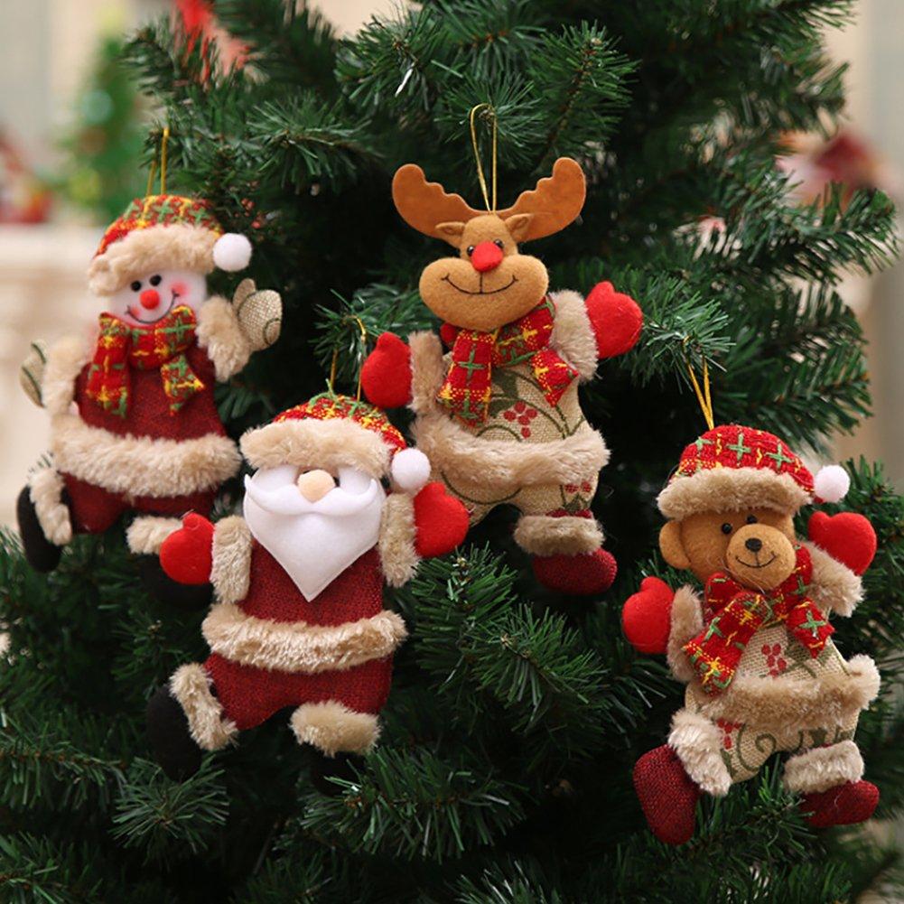 Brown And Red - LIFE IDEAS - 4pcs Tree Dolls: Snowman, Santa, Elk, Bear - 1