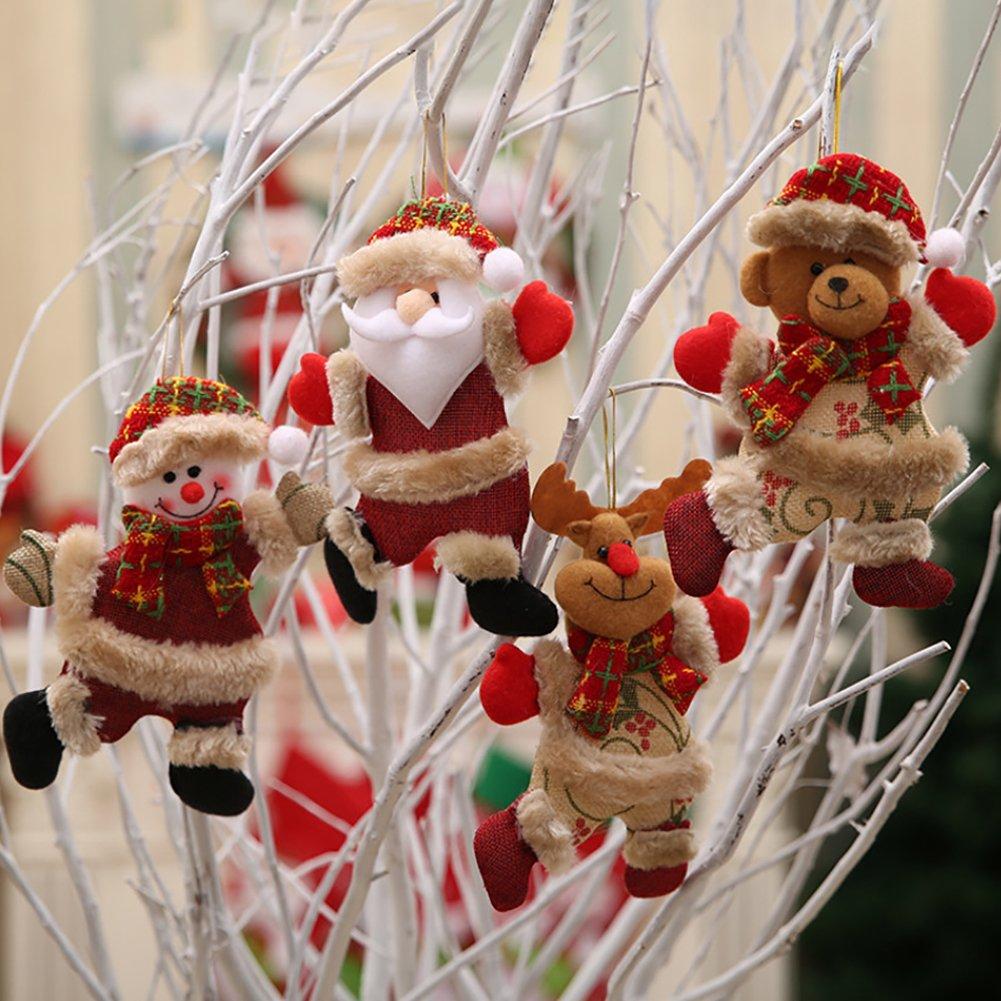 Brown And Red - LIFE IDEAS - 4pcs Tree Dolls: Snowman, Santa, Elk, Bear - 2