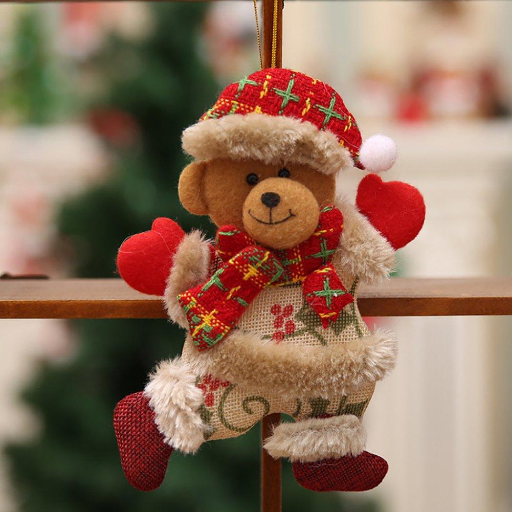 Brown And Red - LIFE IDEAS - 4pcs Tree Dolls: Snowman, Santa, Elk, Bear - 8