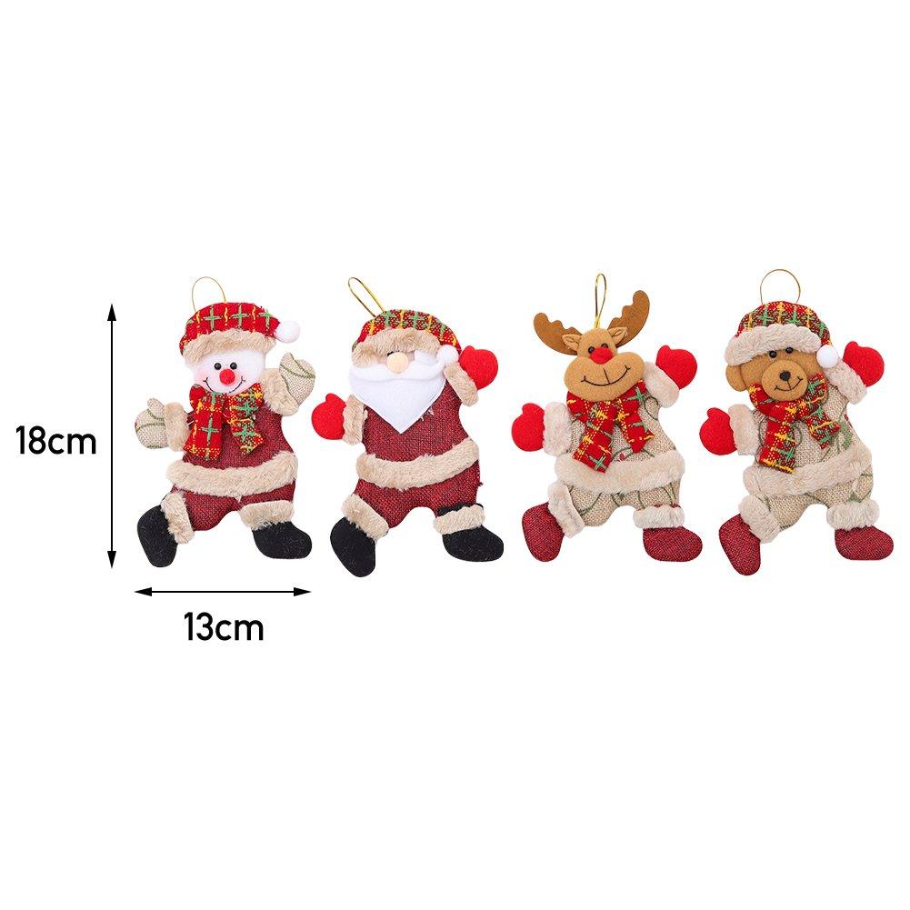Brown And Red - LIFE IDEAS - 4pcs Tree Dolls: Snowman, Santa, Elk, Bear - 9