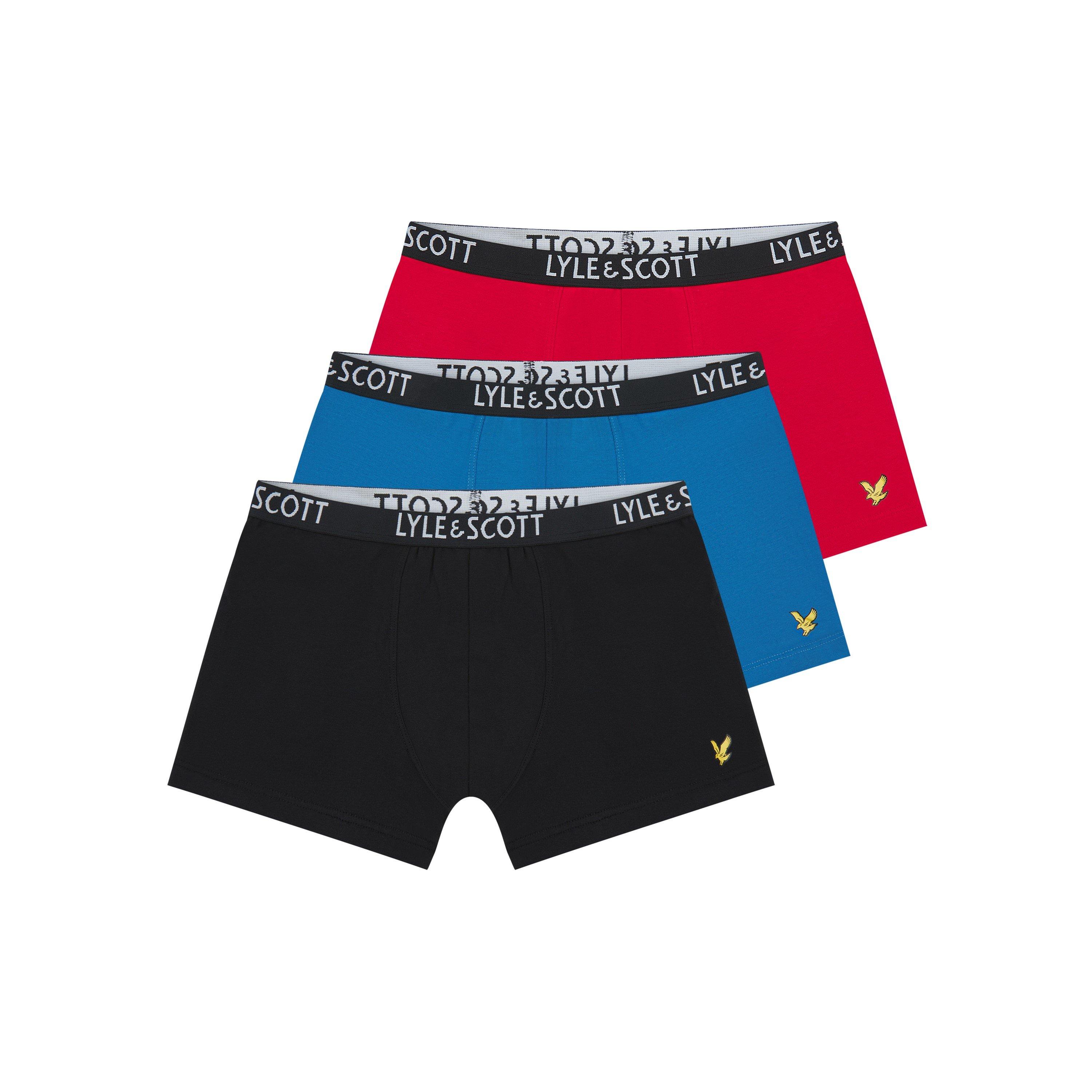 Lyle And Scott Boys 3 Pack Trunks Juniors - Black/Blue/Red - 8-10Y