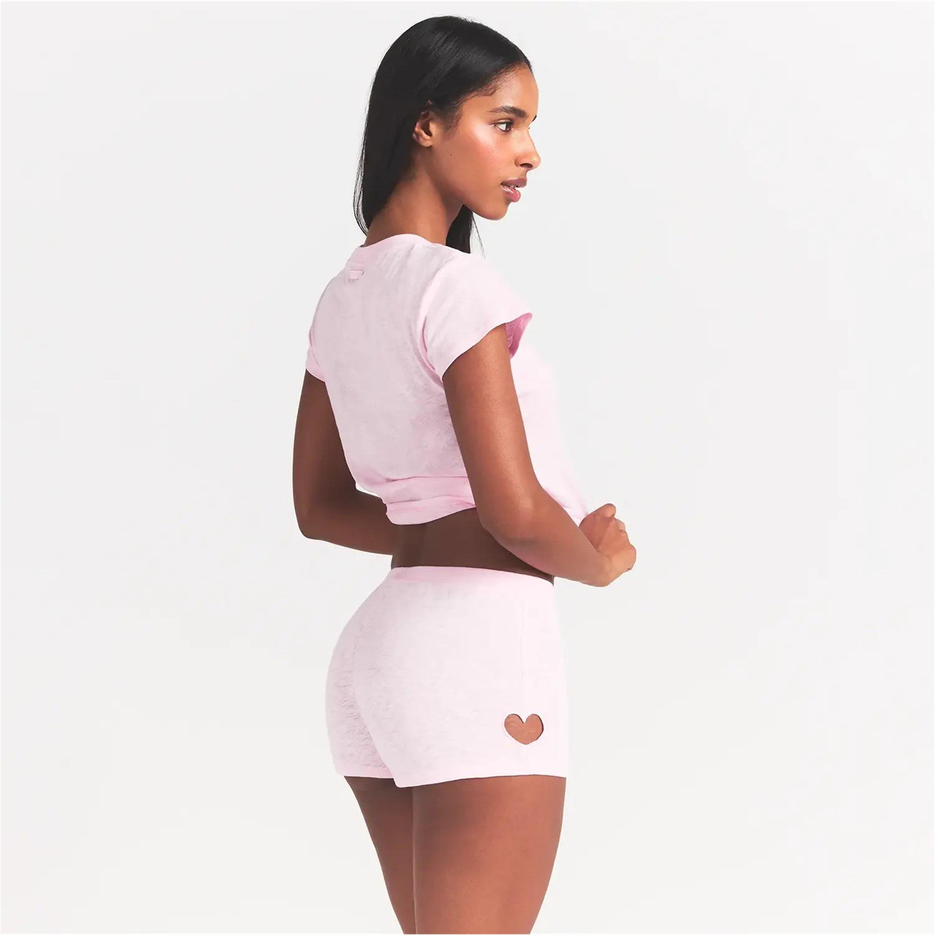 BABY PINK - SKIMS - Womens Worn In Jersey Micro Heart Short - 2