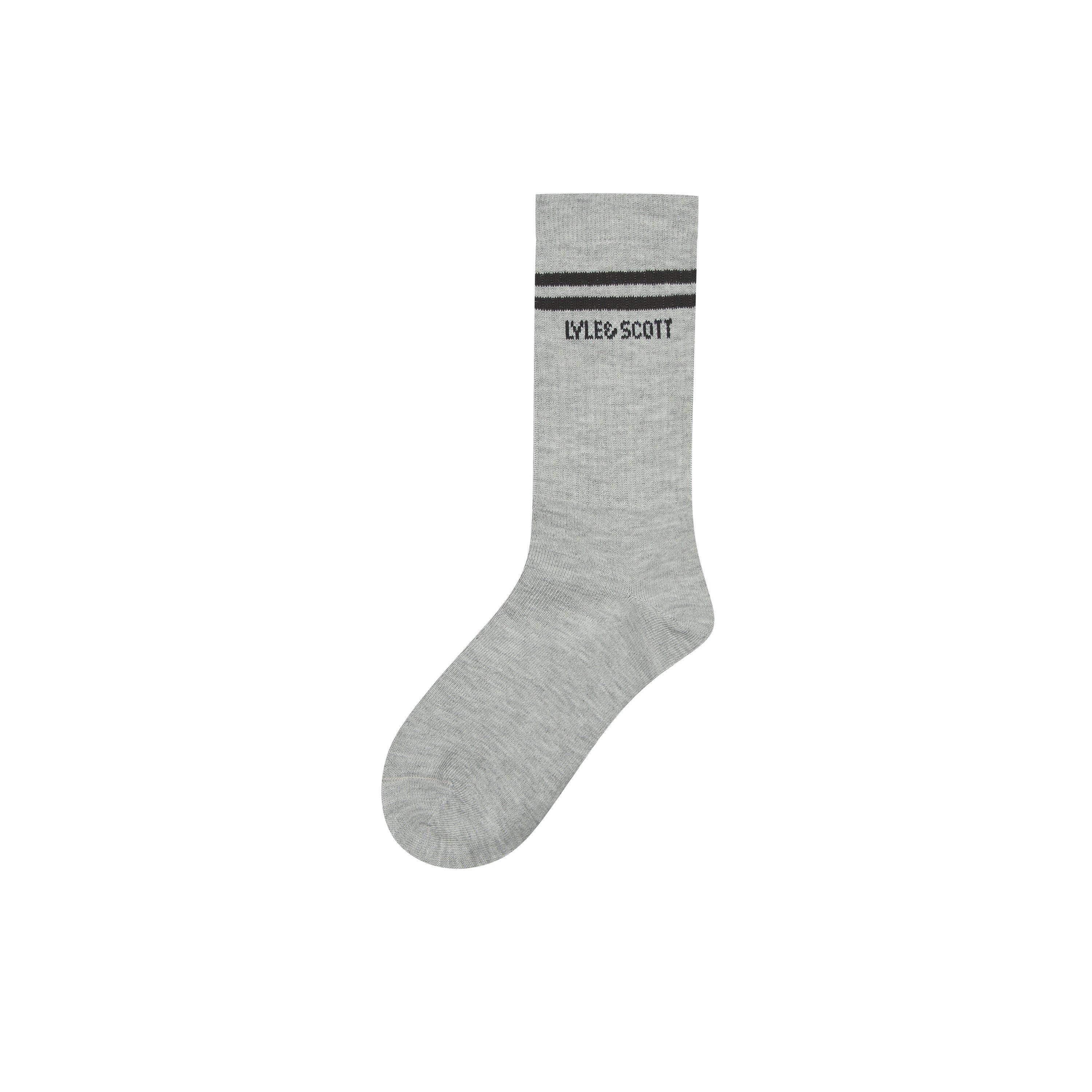 White/Blk/Grey - Lyle and Scott - Kids' Crew Socks - 4