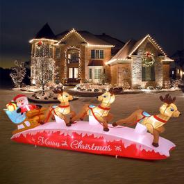 LIFE IDEAS 4m Inflatable Santa and Rudolf Decoration