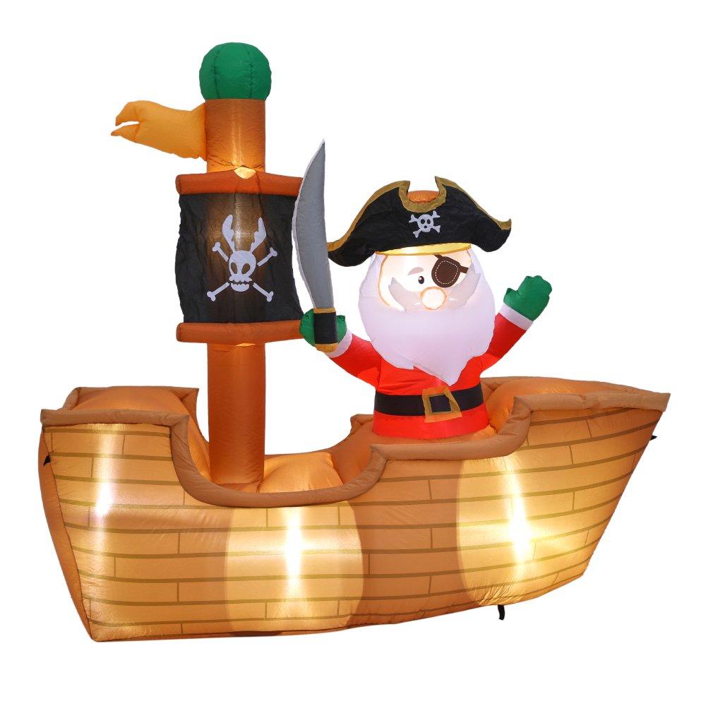 Brown - LIFE IDEAS - 1.8m Inflatable Pirate Santa Decoration - 3