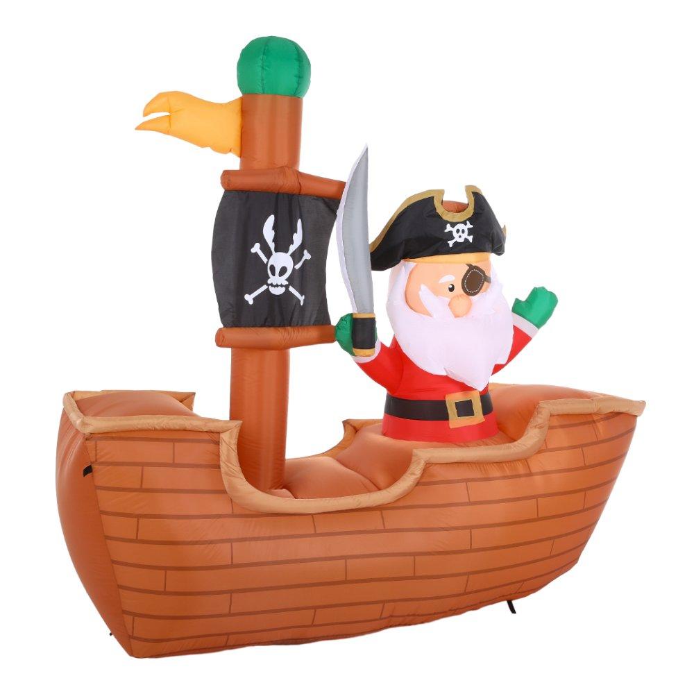 Brown - LIFE IDEAS - 1.8m Inflatable Pirate Santa Decoration - 4
