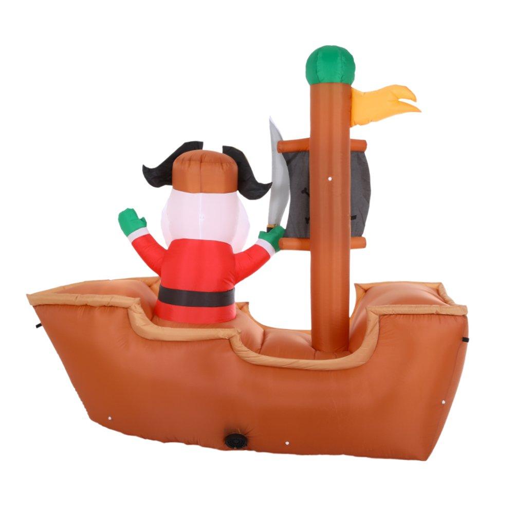 Brown - LIFE IDEAS - 1.8m Inflatable Pirate Santa Decoration - 5