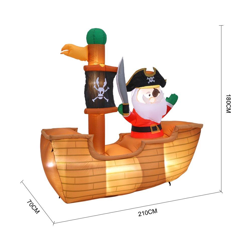 Brown - LIFE IDEAS - 1.8m Inflatable Pirate Santa Decoration - 9