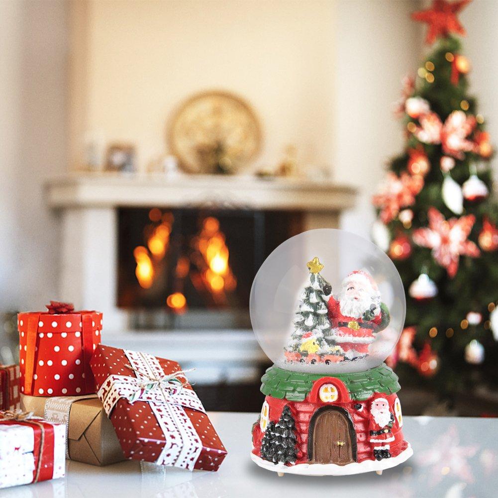 Multi - LIFE IDEAS - Santa Snow Globe Music Box Ornament - 1