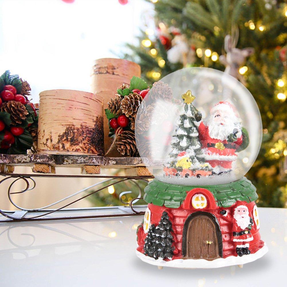 Multi - LIFE IDEAS - Santa Snow Globe Music Box Ornament - 2