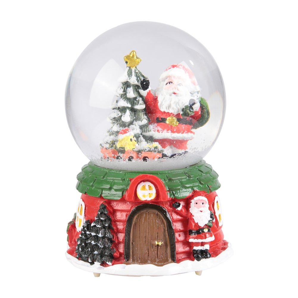Multi - LIFE IDEAS - Santa Snow Globe Music Box Ornament - 3