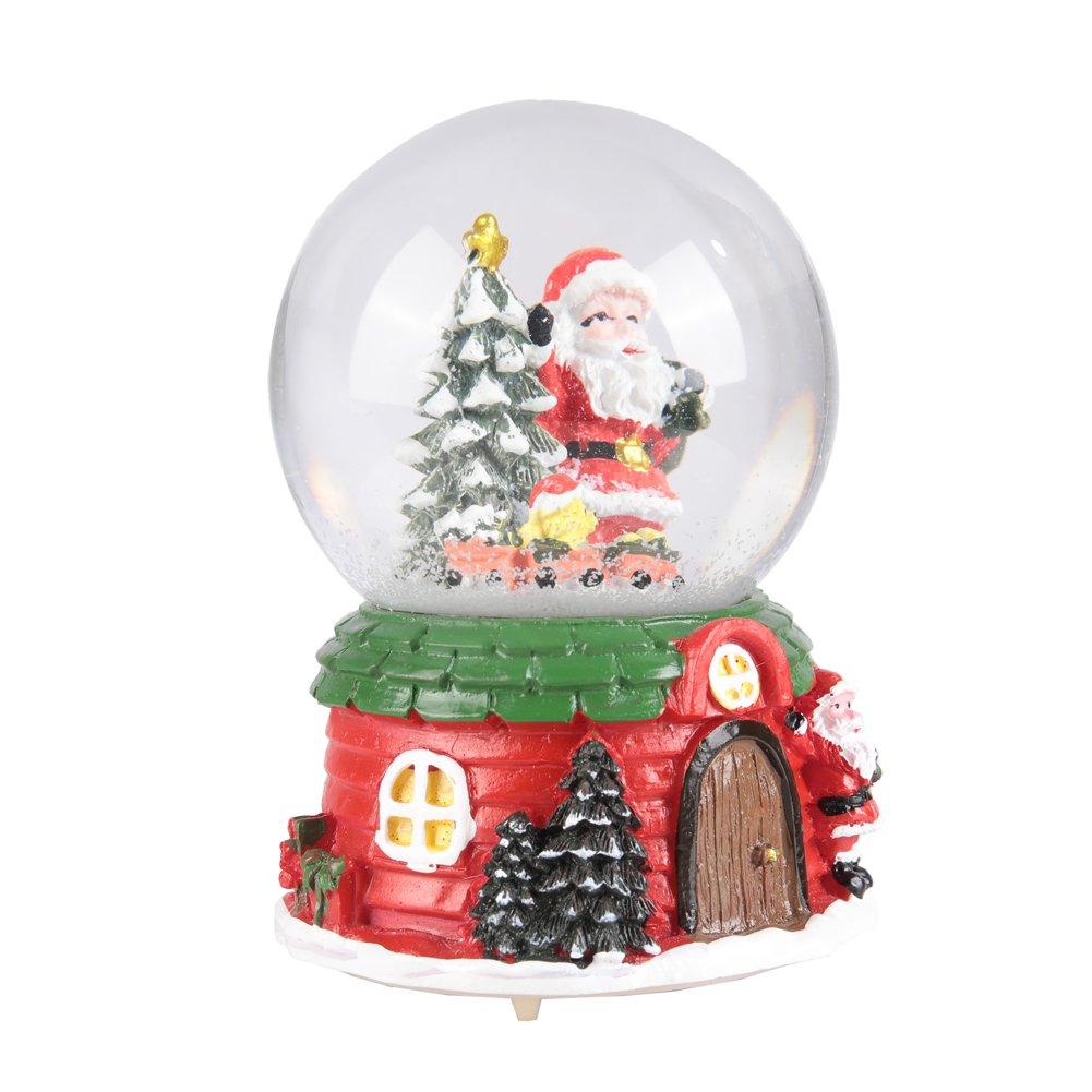 Multi - LIFE IDEAS - Santa Snow Globe Music Box Ornament - 4