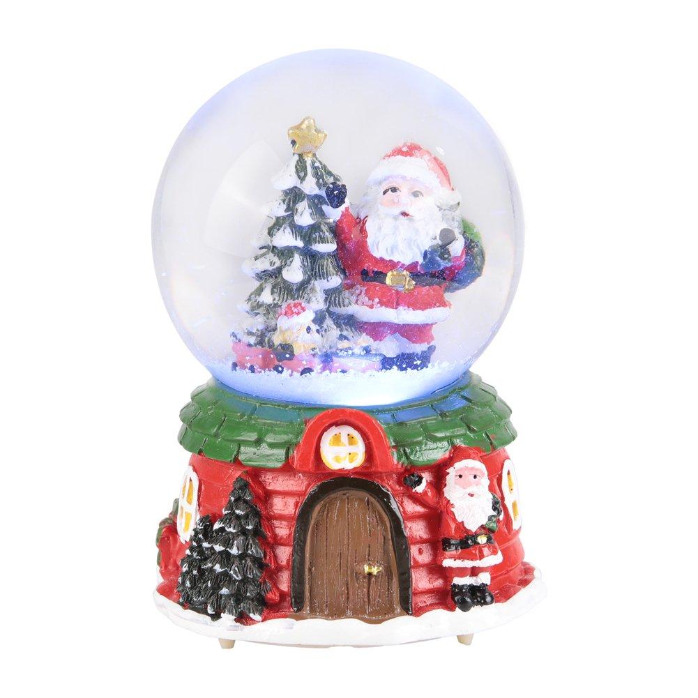 Multi - LIFE IDEAS - Santa Snow Globe Music Box Ornament - 5