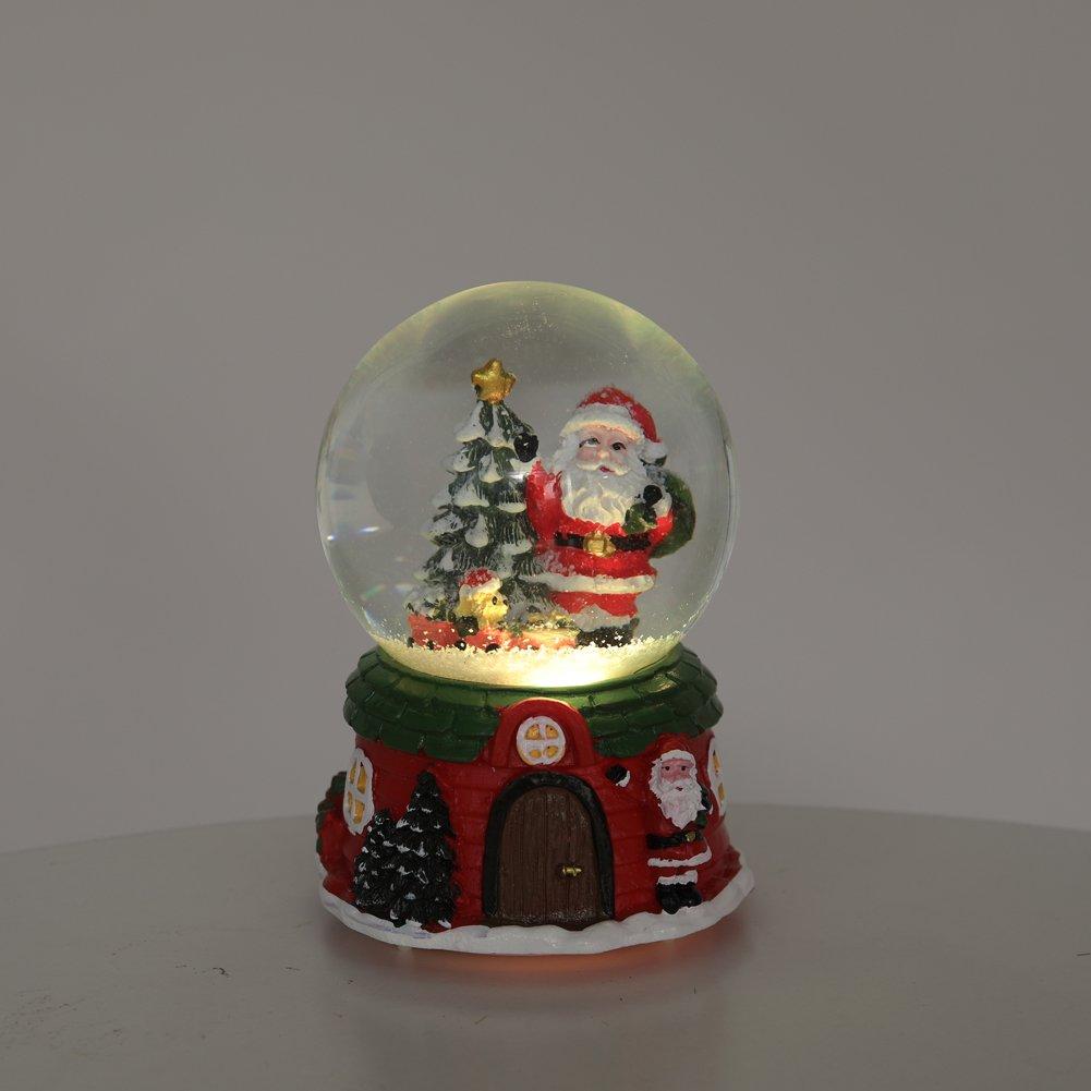 Multi - LIFE IDEAS - Santa Snow Globe Music Box Ornament - 6