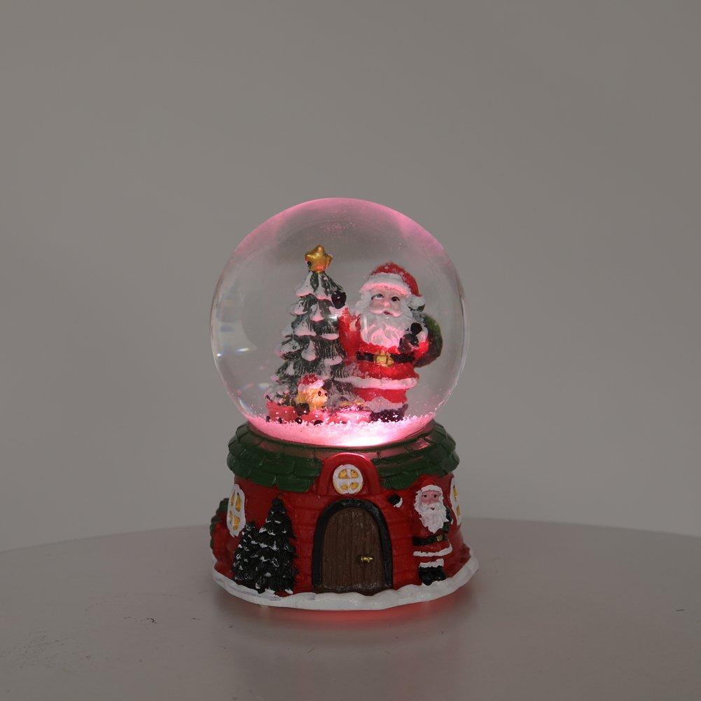 Multi - LIFE IDEAS - Santa Snow Globe Music Box Ornament - 7