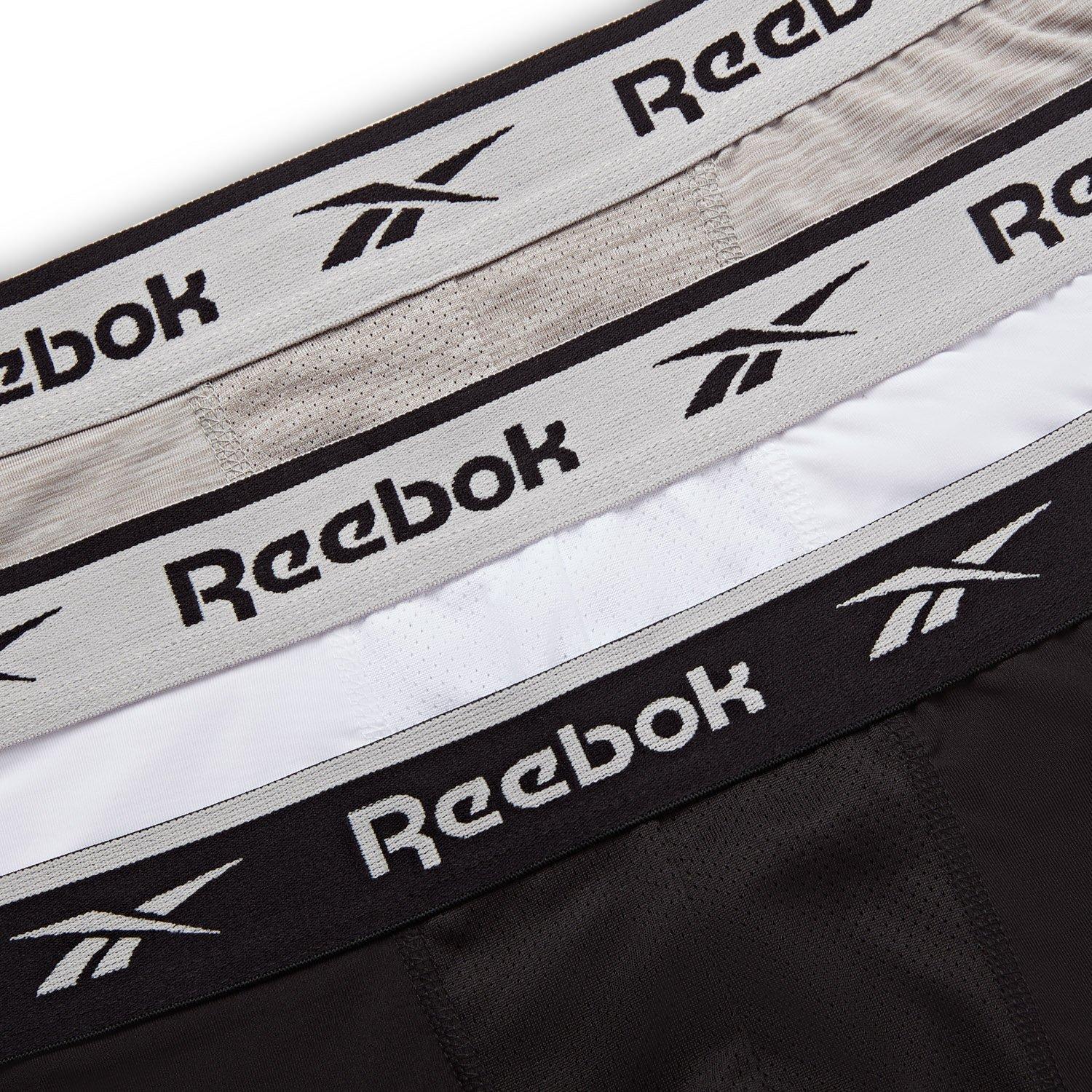Blk/Wht/Gry - Reebok - 3 Pack Mens Performance Boxer Shorts - 8