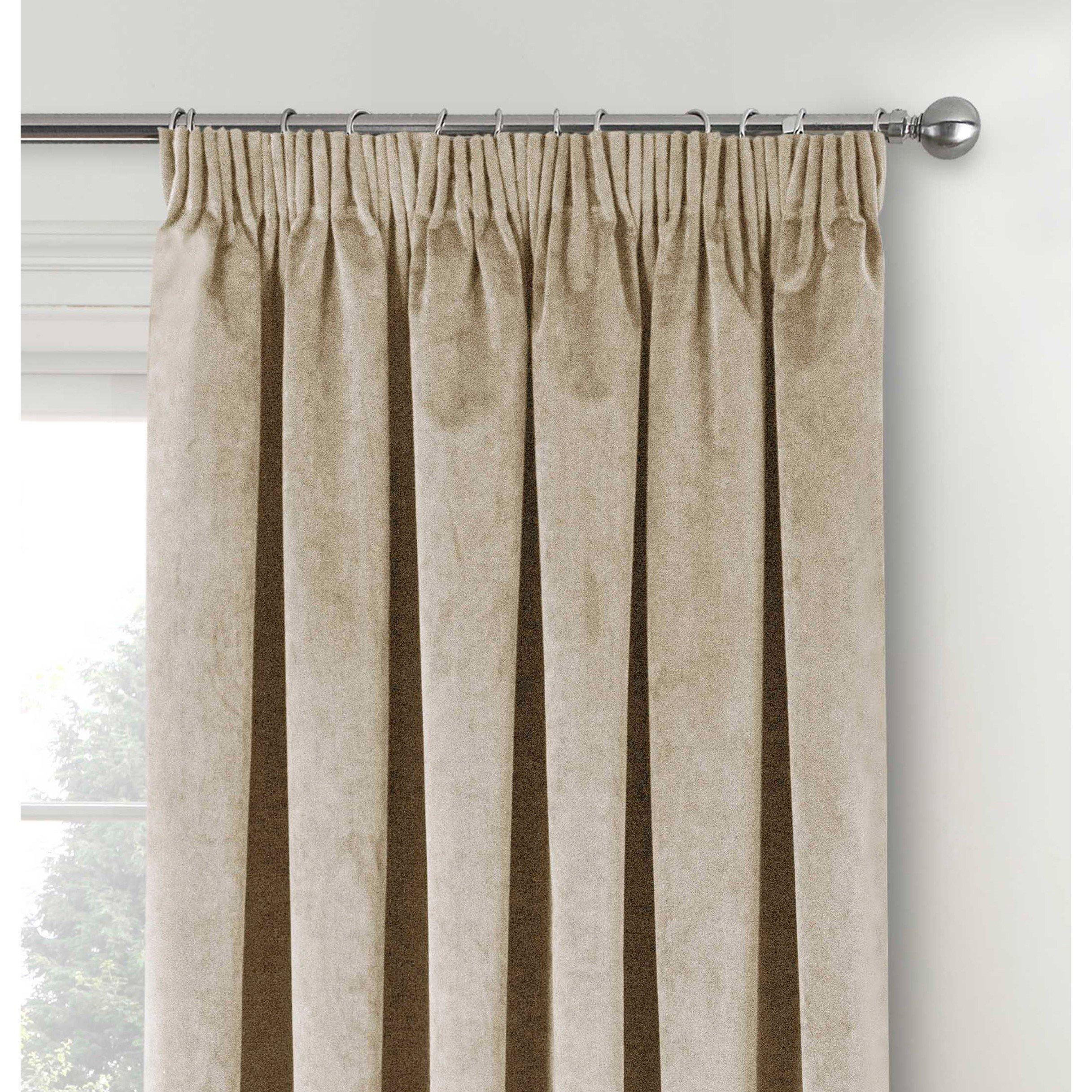 Cream - Enhanced Living - Oxford Cream Velvet Blackout Tape Top Curtains - 2