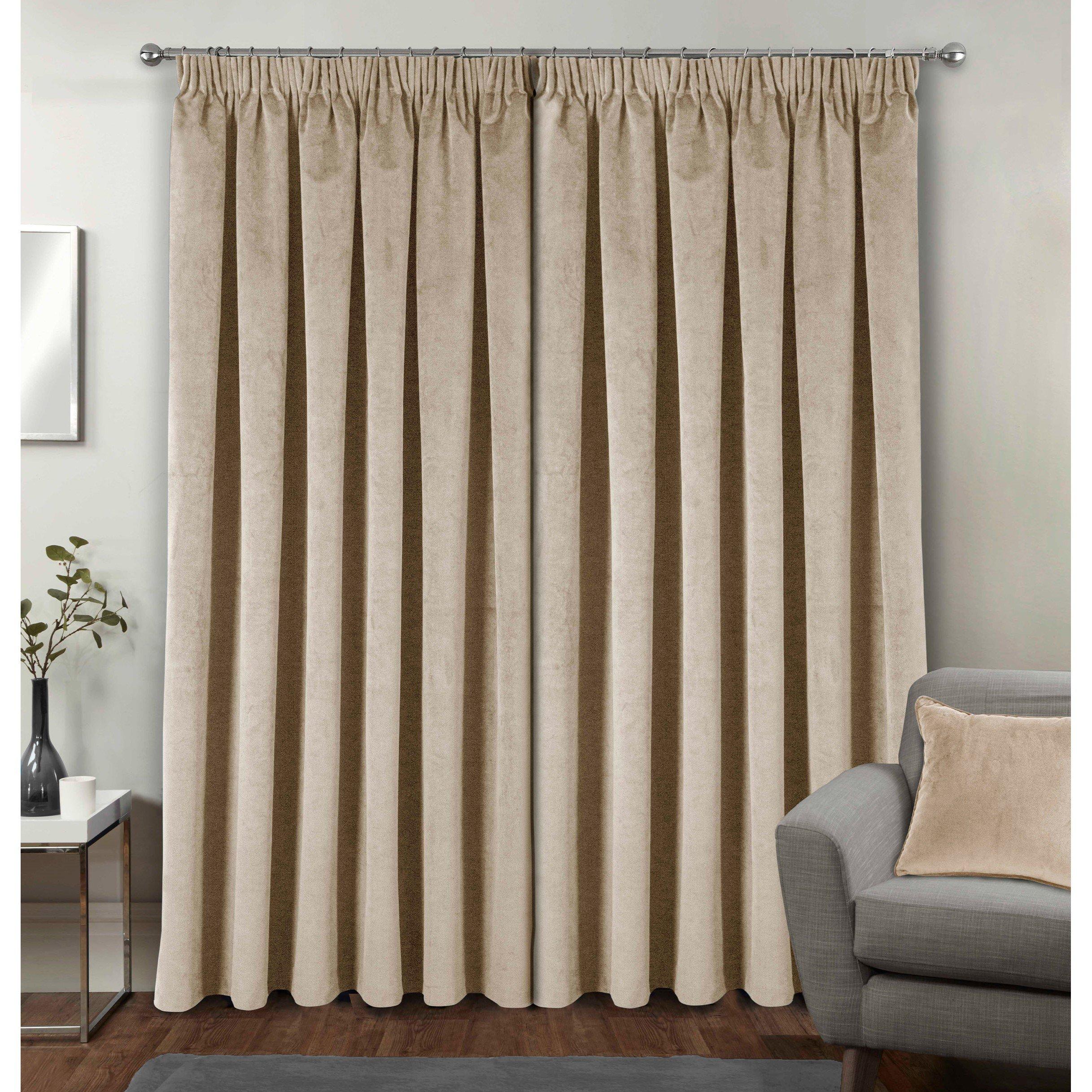 Cream - Enhanced Living - Oxford Cream Velvet Blackout Tape Top Curtains - 5