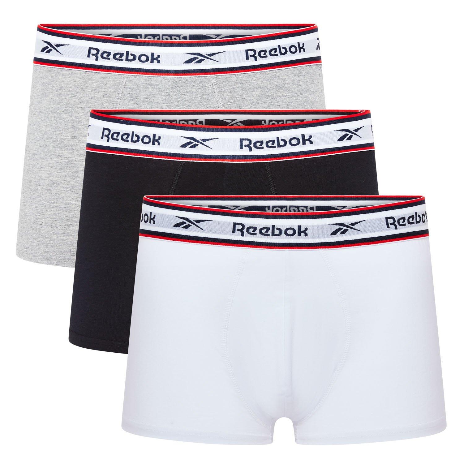 Reebok Men's 3 Pack Boxer Shorts Barlow - Blk/Wht/Gry - Medium