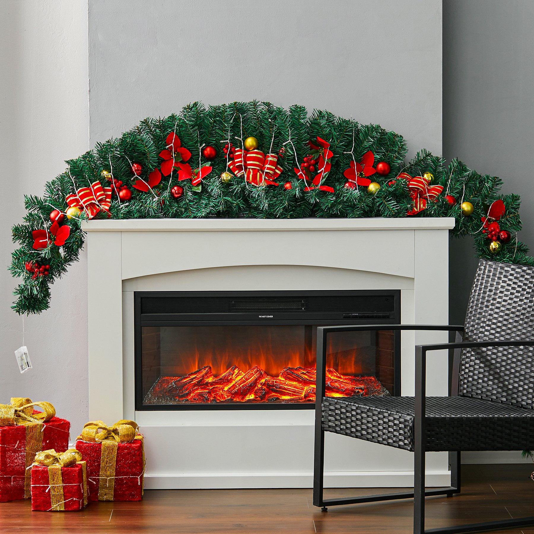 Red And Gold - LIFE IDEAS - 180cm LED Christmas Swag - 2
