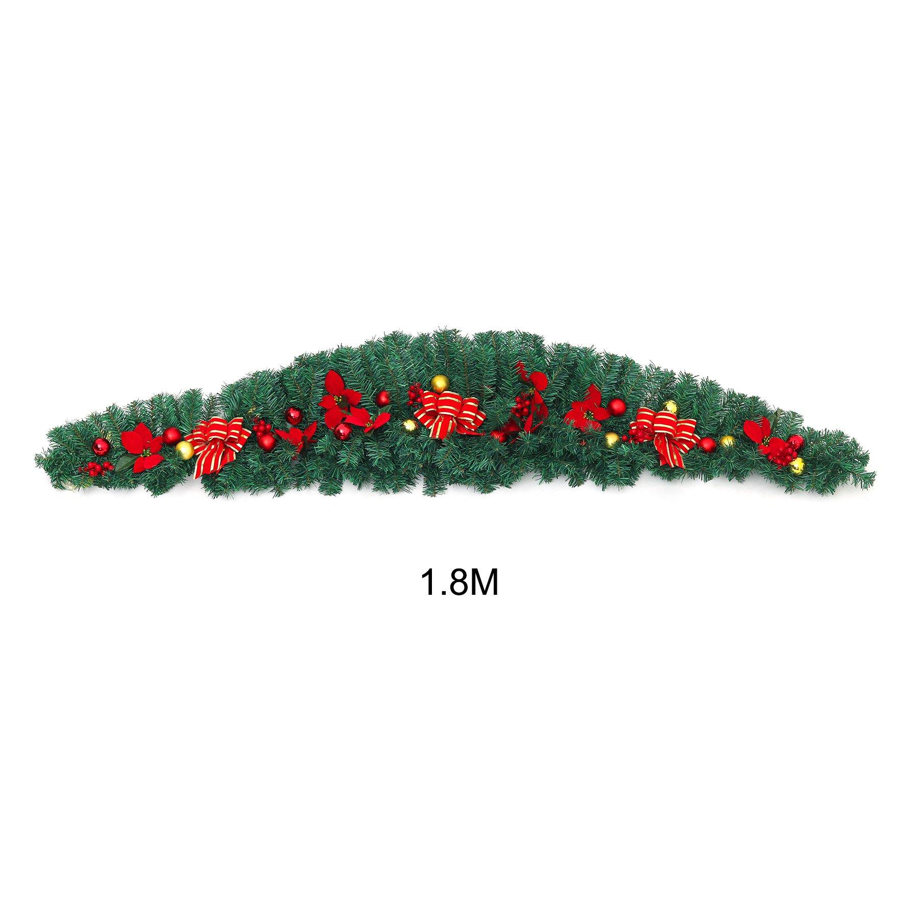 Red And Gold - LIFE IDEAS - 180cm LED Christmas Swag - 4