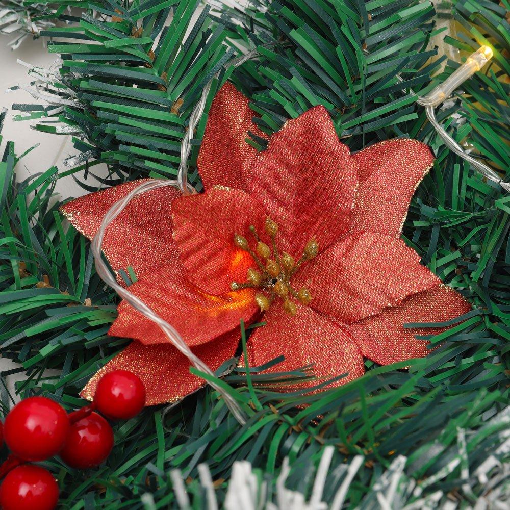 Red - LIFE IDEAS - 270cm LED Spruce Christmas Garland - 7