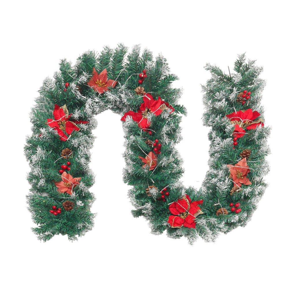 Red - LIFE IDEAS - 270cm LED Spruce Christmas Garland - 8