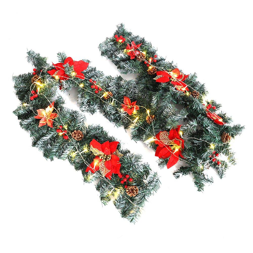 Red - LIFE IDEAS - 270cm LED Spruce Christmas Garland - 9
