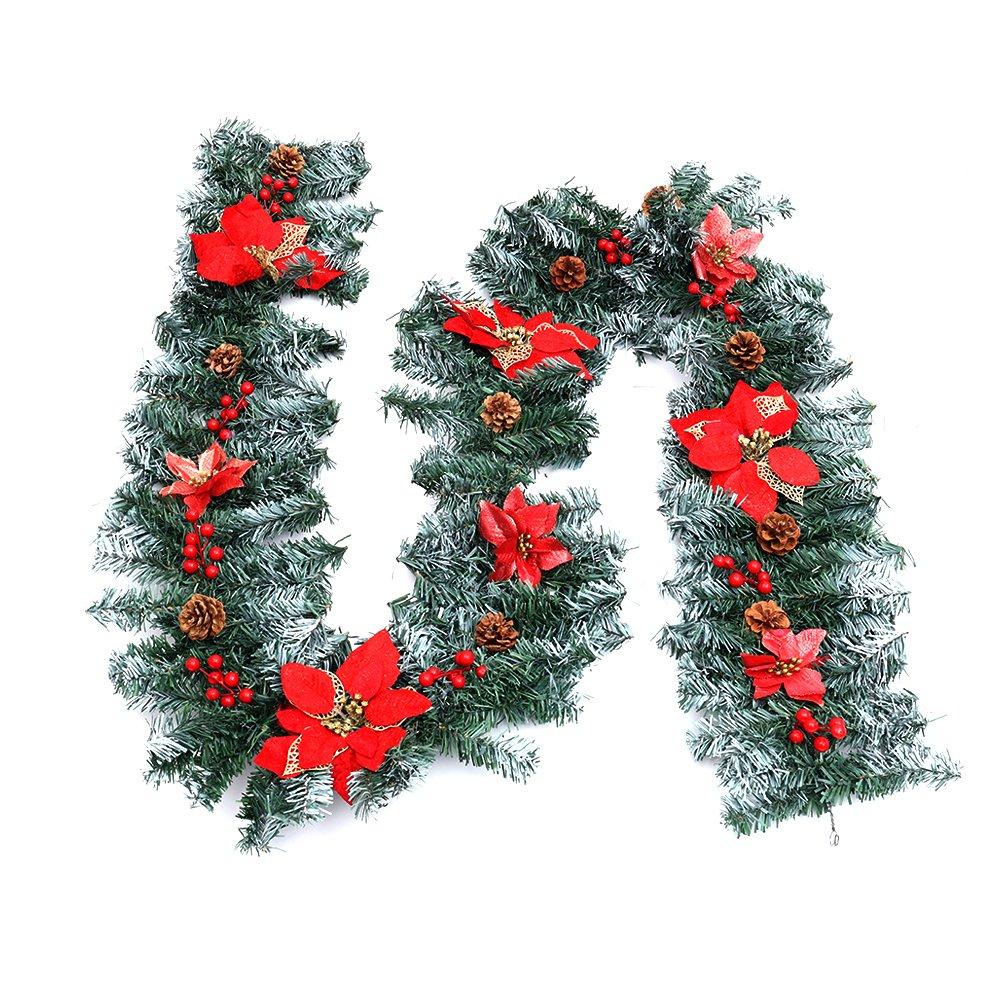 Red - LIFE IDEAS - 270cm LED Spruce Christmas Garland - 10