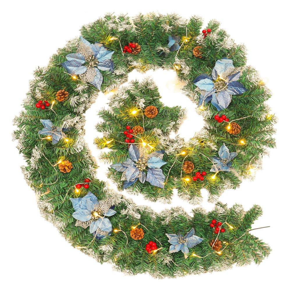 Blue - LIFE IDEAS - 270cm LED Spruce Christmas Garland - 12