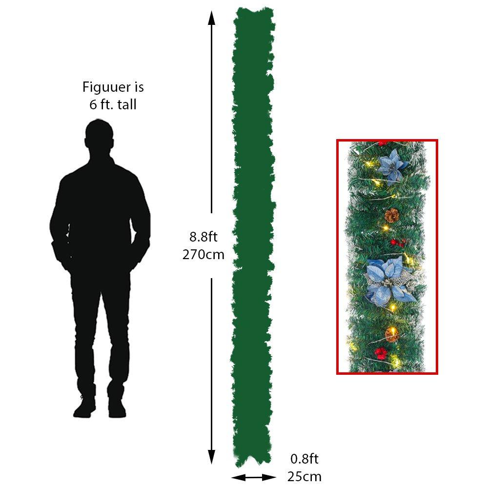 Blue - LIFE IDEAS - 270cm LED Spruce Christmas Garland - 3